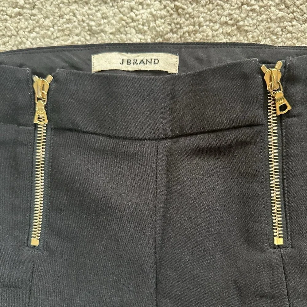 J Brand Pants Women’s 2 Black Skinny Ankle Wool Blend Pants With Gold Zippers - Picture 7 of 11